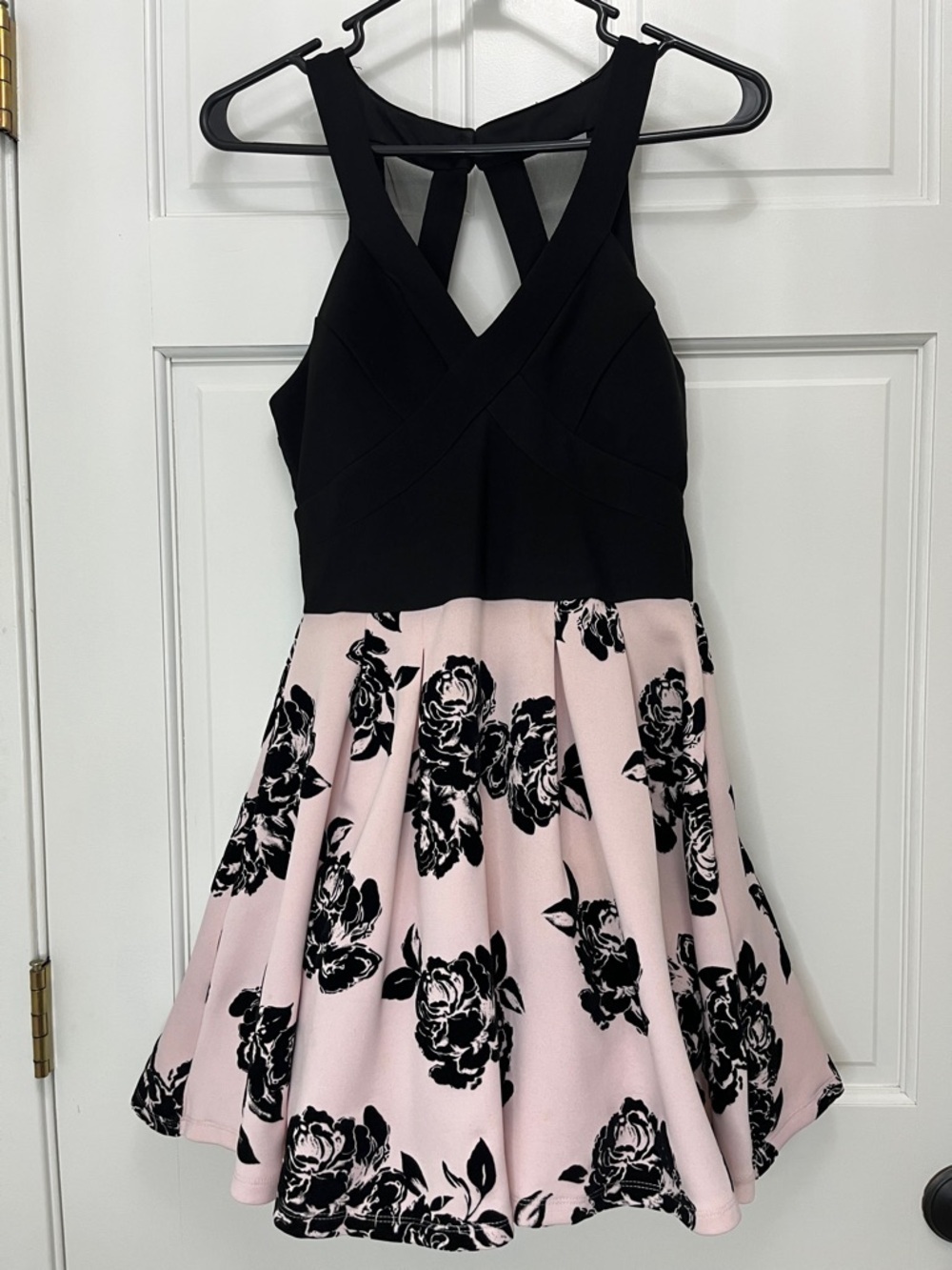Crystal Doll Velvet Floral Fit and Flare Mini Dress - Size Juniors 3 / Womens XS